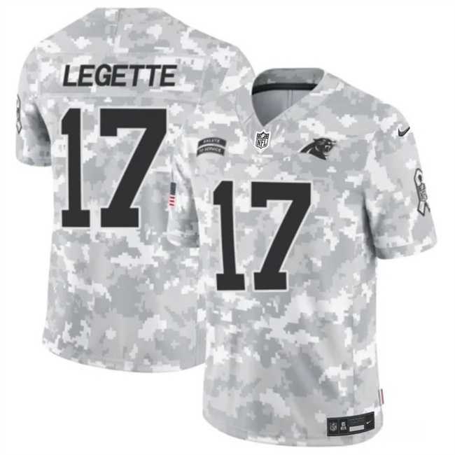 Mens Carolina Panthers #17 Xavier Legette 2024 F.U.S.E Arctic Camo Salute To Service Limited Stitched Football Jersey Dzhi